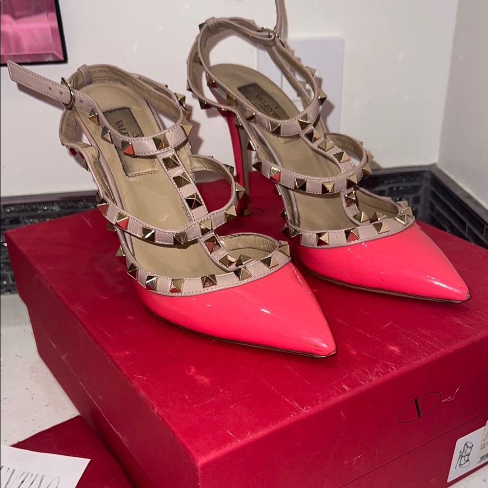 Valentino Women's Hot Pink Studded Heels